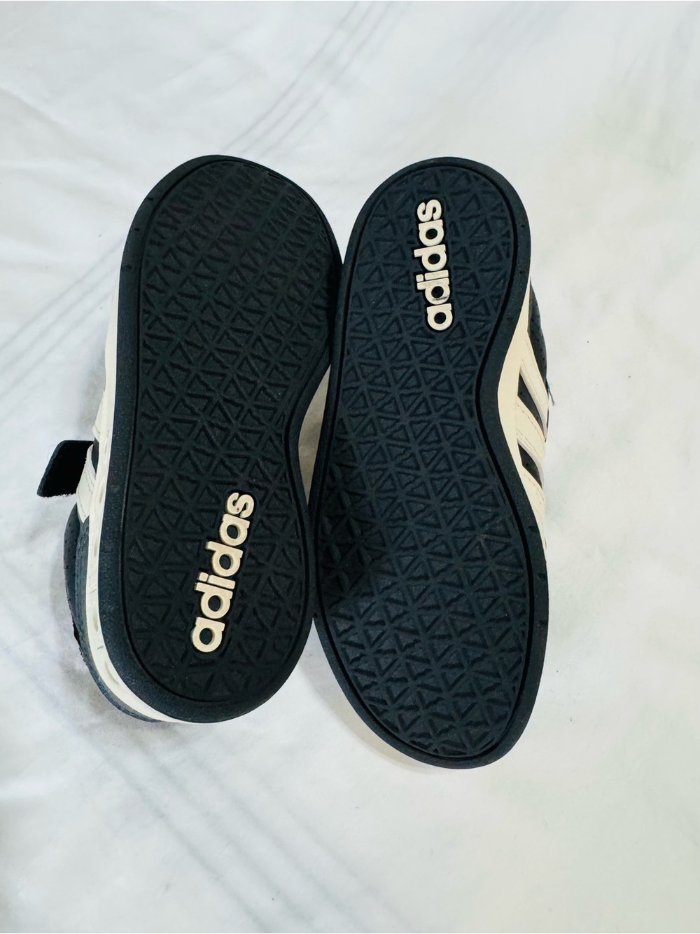 adidas Kids Black & White Velcro Strap Sneakers